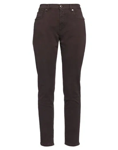 Angelo Marani Woman Pants Chocolate Brown Size 14 Cotton, Pbt - Polybutylene Terephthalate, Elastane In Brown