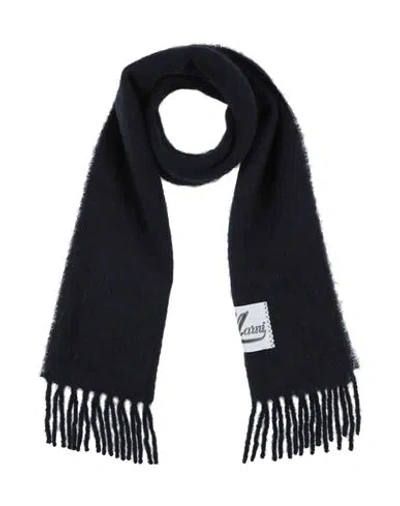 Marni Womens Blublack Brand-tab Fringed-hem Alpaca-blend Scarf In Blue