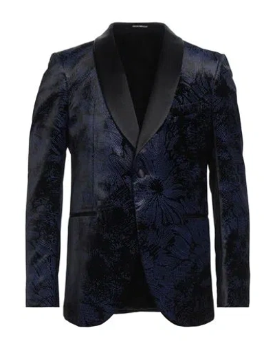 Emporio Armani Man Blazer Bright Blue Size 40 Viscose, Polyester, Silk In Blue