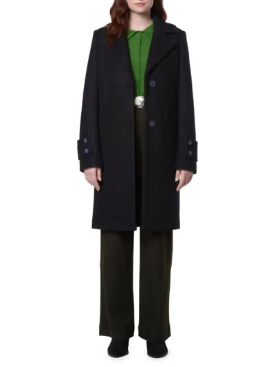 Andrew Marc Women's Regine Pressed Bouclé Wool Coat In Black