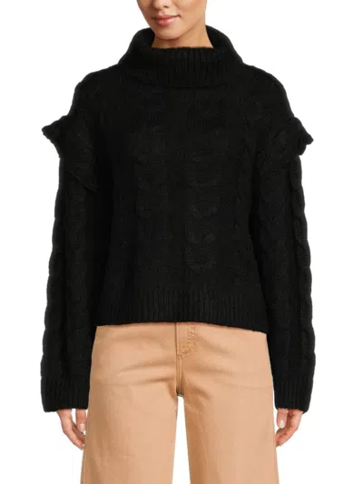 Joe's Jeans Adeline Ruffle Sweater Top In Black In Black