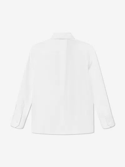 Dolce & Gabbana Boys Long Sleeve Logo Shirt In White