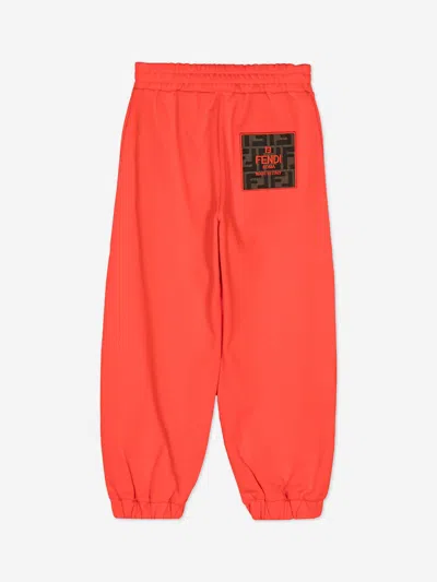 Fendi Kids Logo Joggers In Red