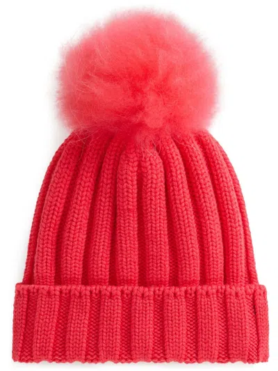 Woolrich Pompom Virgin Wool Beanie In Red