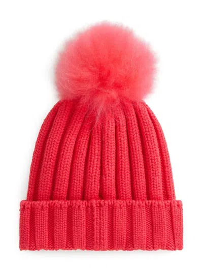 Woolrich Pompom Virgin Wool Beanie In Red
