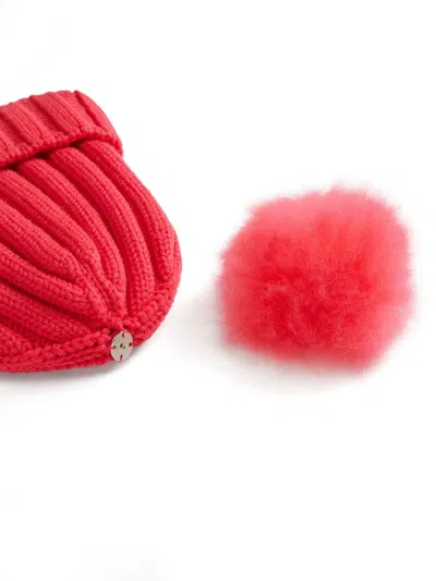 Woolrich Pompom Virgin Wool Beanie In Red