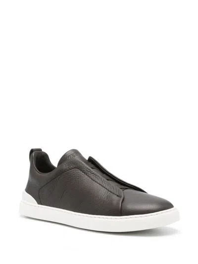 ZEGNA TRIPLE STITCH™ LEATHER SNEAKERS 