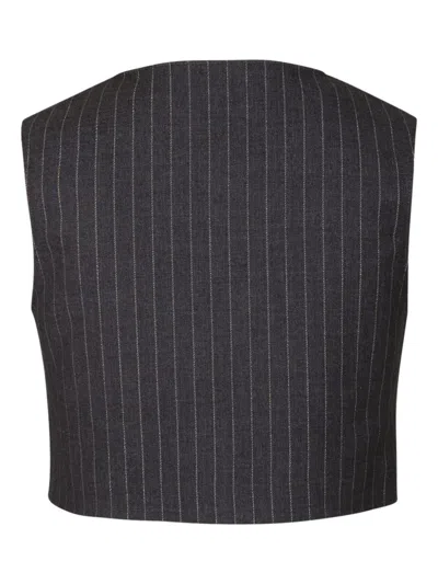 Msgm Gray Vest For Girl With White Logo In Grey
