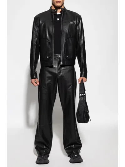 Misbhv Zipped Leather Jacket In Black