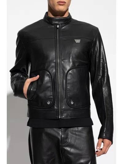 Misbhv Zipped Leather Jacket In Black