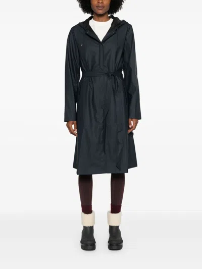 Rains Long A-line W Jacket In Blue