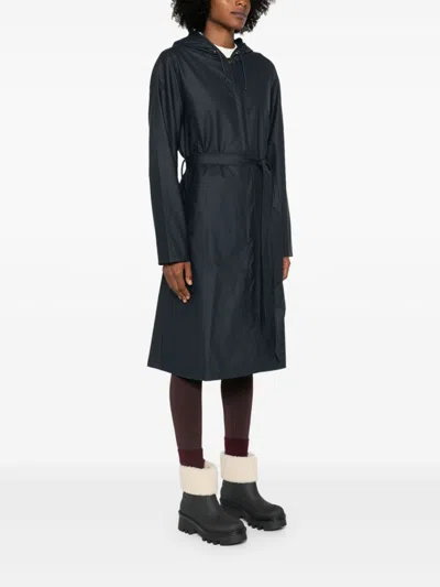 Rains Long A-line W Jacket In Blue