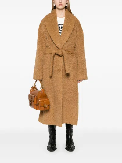 Golden Goose Brown Belted Over Coat In Brown
