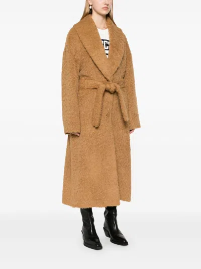 Golden Goose Brown Belted Over Coat In Brown