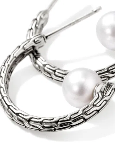 John Hardy Jh Essential Pearl Hoop Earring In Silver