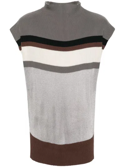 Shop Kiko Kostadinov Striped Vest In Grey