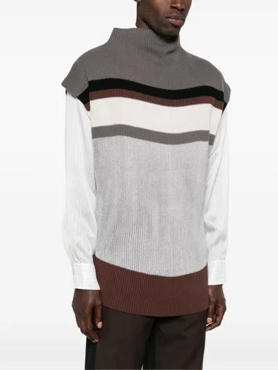 Shop Kiko Kostadinov Striped Vest In Grey