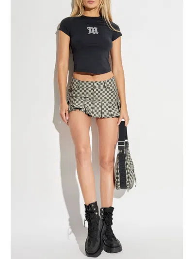 Misbhv Womens Classic Monogram Pleated Belt-loops Woven Mini Skirt Mlc In Green