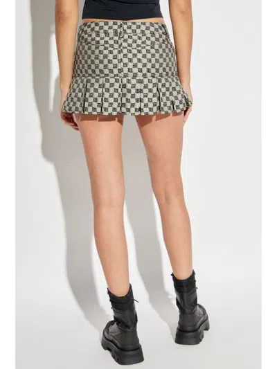 Misbhv Womens Classic Monogram Pleated Belt-loops Woven Mini Skirt Mlc In Green
