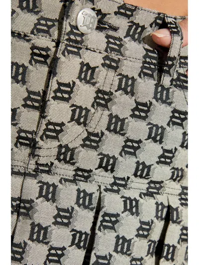 Misbhv Womens Classic Monogram Pleated Belt-loops Woven Mini Skirt Mlc In Green