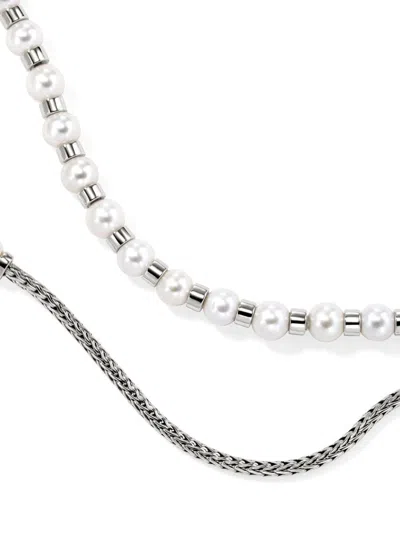 John Hardy Jh Essential Pearl Necklace In Silver