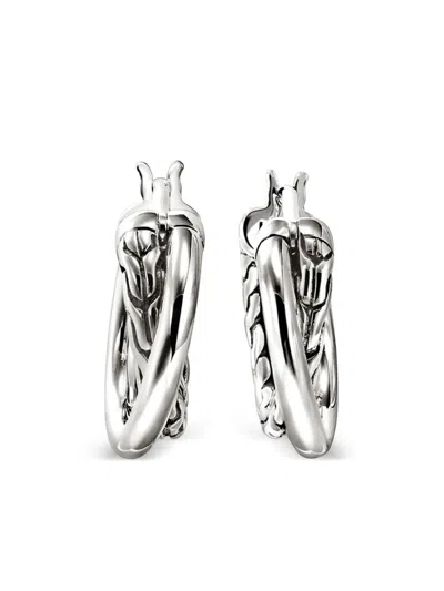 John Hardy Jh Essential Crossover Hoop Earrings In Silver