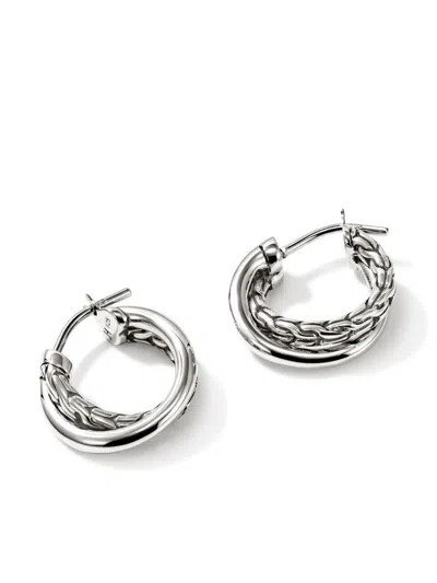 John Hardy Jh Essential Crossover Hoop Earrings In Silver
