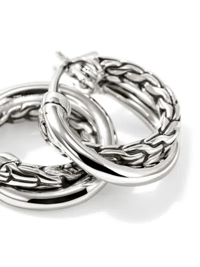 John Hardy Jh Essential Crossover Hoop Earrings In Silver
