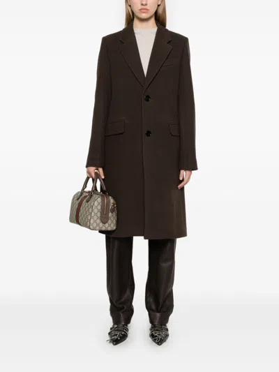 Ami Alexandre Mattiussi Virgin Wool Coat In Brown
