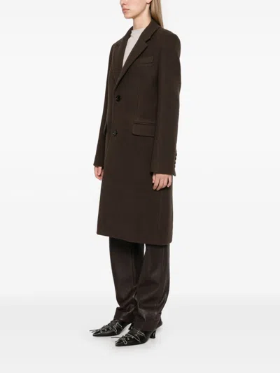 Ami Alexandre Mattiussi Virgin Wool Coat In Brown