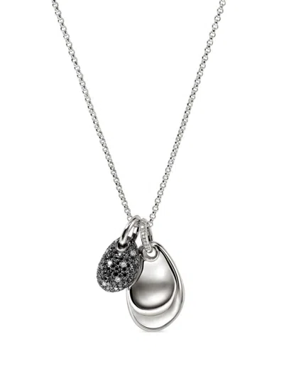 John Hardy Pebble Duo Diamond Necklace In Silver