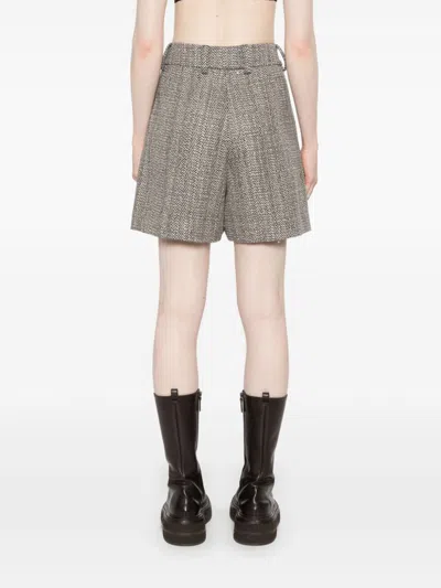 Golden Goose Herringbone Print Wool Shorts In Gray