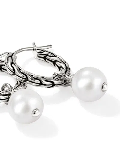 John Hardy Sterling Silver Jh Essentials Freshwater Pearl Hoop Earrings In Silver