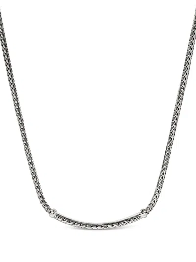 John Hardy Sterling Silver Jh Essentials Black Sapphire Pave Curved Bar Necklace, 16-18 In Silver