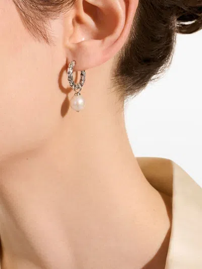 John Hardy Sterling Silver Jh Essentials Freshwater Pearl Hoop Earrings In Silver