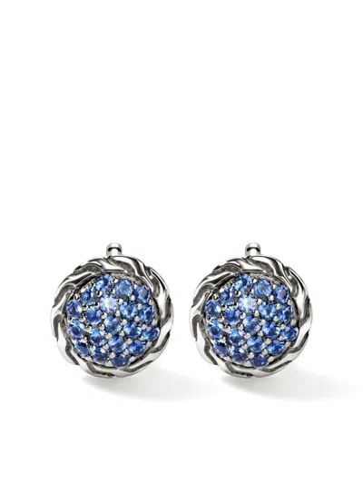 John Hardy Sterling Silver Classic Chain Blue Sapphire Stud Earrings In Silver