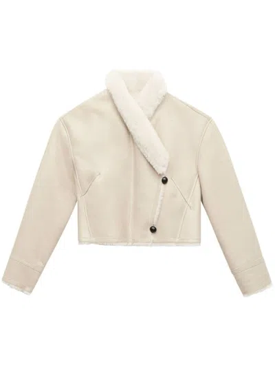 Isabel Marant Eriana Shearling-trimmed Leather Jacket In Neutrals
