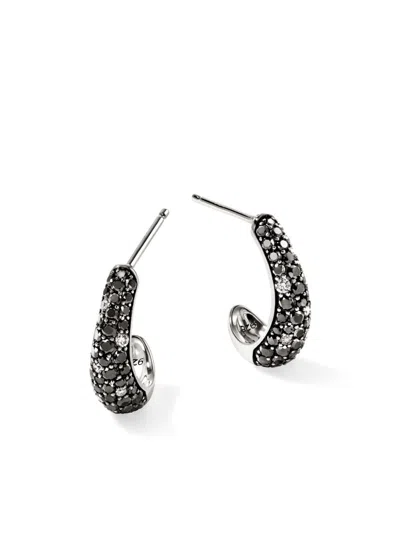 John Hardy Surf J Diamond Hoop Earrings In Silver