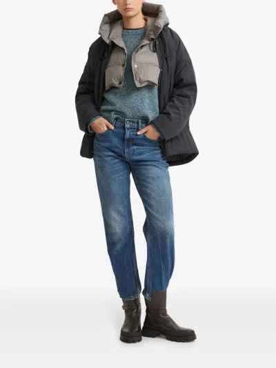 Yves Salomon Drawstring-neck Down Jacket In Blue