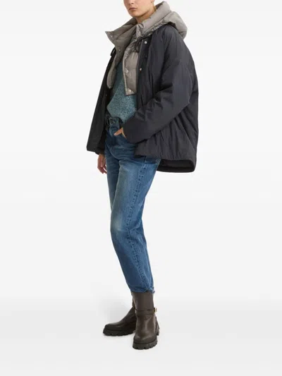 Yves Salomon Drawstring-neck Down Jacket In Blue