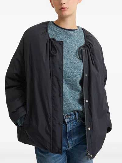 Yves Salomon Drawstring-neck Down Jacket In Blue