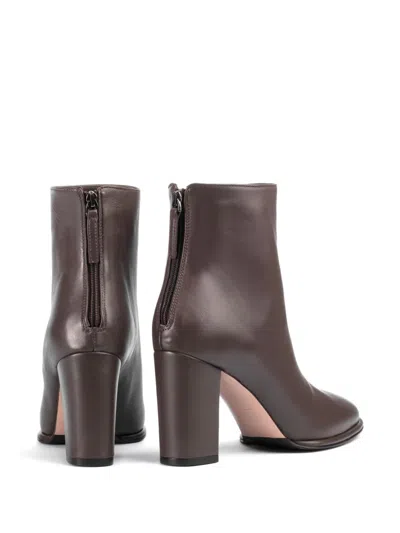 Le Silla Elsa 90mm Leather Ankle Boots In Brown