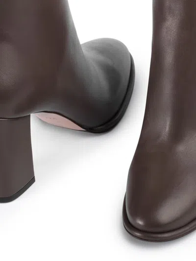 Le Silla Elsa 90mm Leather Ankle Boots In Brown