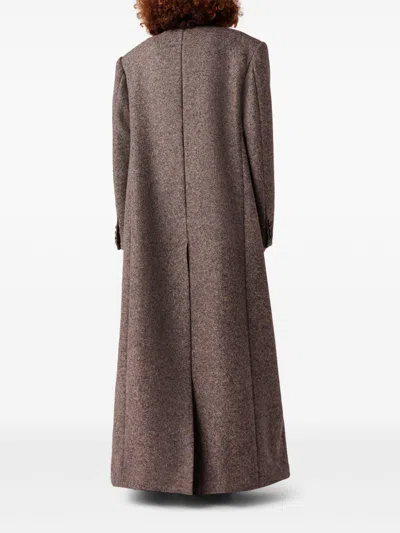 Stella Mccartney Double Breasted Tweed Long Coat In Neutrals