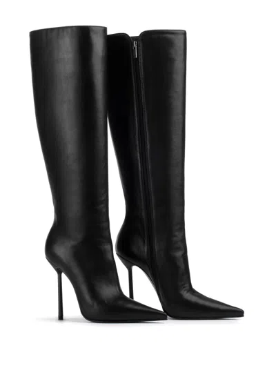 Le Silla Bella 120mm Pointed-toe Leather Boots In Black
