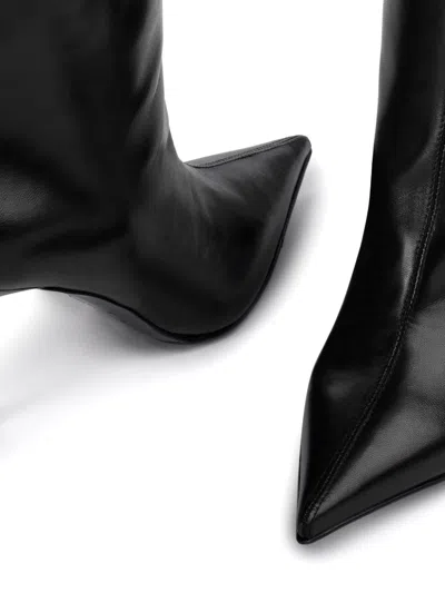 Shop Le Silla Bella 120mm Pointed-toe Leather Boots In Black