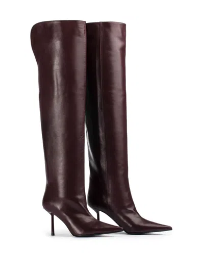 Le Silla Bella 120mm Pointed-toe Leather Boots In Red