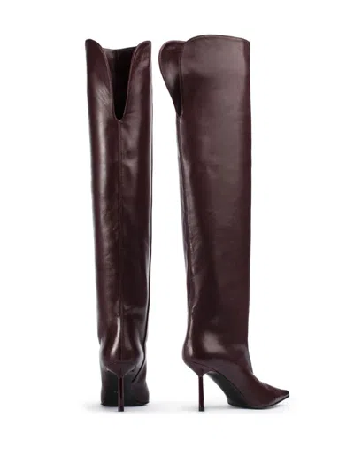 Le Silla Bella 120mm Pointed-toe Leather Boots In Red