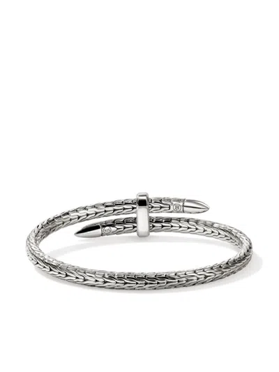 John Hardy Sterling Silver Spear Black Sapphire Flex Bracelet In Silver