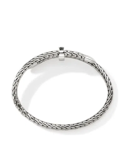 John Hardy Sterling Silver Spear Black Sapphire Flex Bracelet In Silver